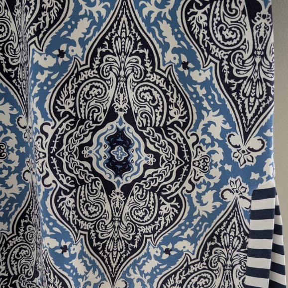 J. McLaughlin Catalina Cloth Tunic Top WOMEN'S S Biscayne Damask White Navy - Picture 13 of 15